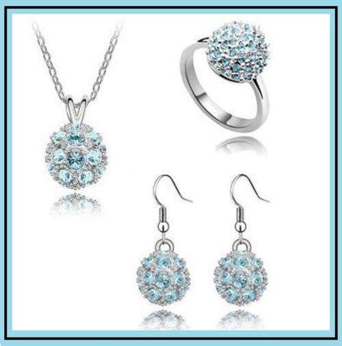 BEYOND STUNNING!!! 18K WHITE GOLD PLATED DISCO JEWELLERY SET