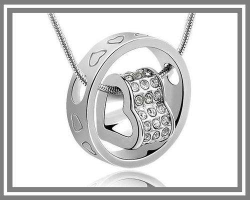 REDUCED SHIPPING **Heart & Circle Ring Pendant Chain and Necklace