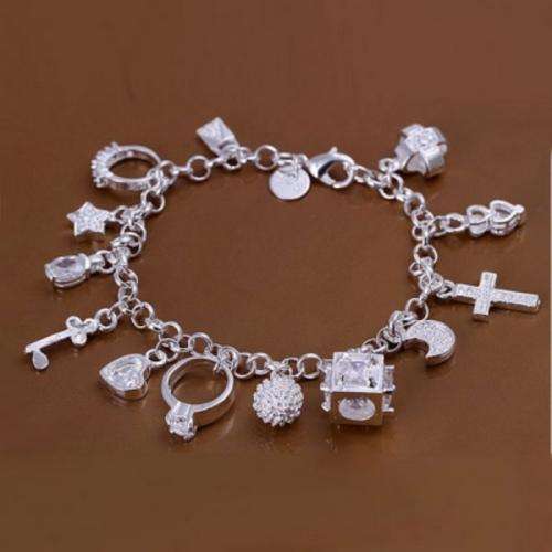 POSTAGE ONLY R35.00***925 STERLING SILVER 13 PIECE CHARM BRACELET***