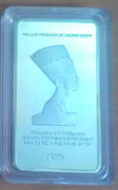 1 troy OZ bullion bar ¿ 999/1000 fine gold clad ¿ the last pharaoh of ancient Egypt¿ encapsulated