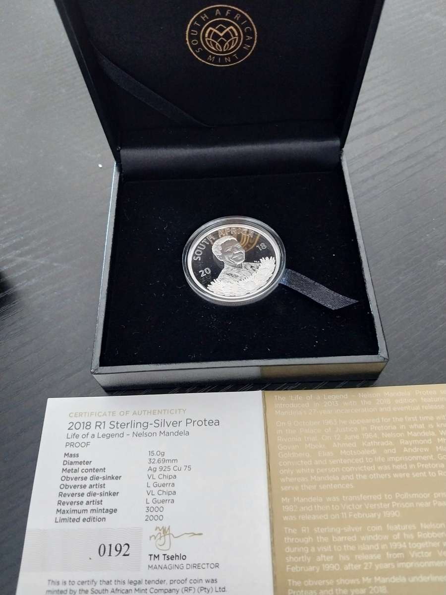 2018 R1 Sterling silver Protea coin