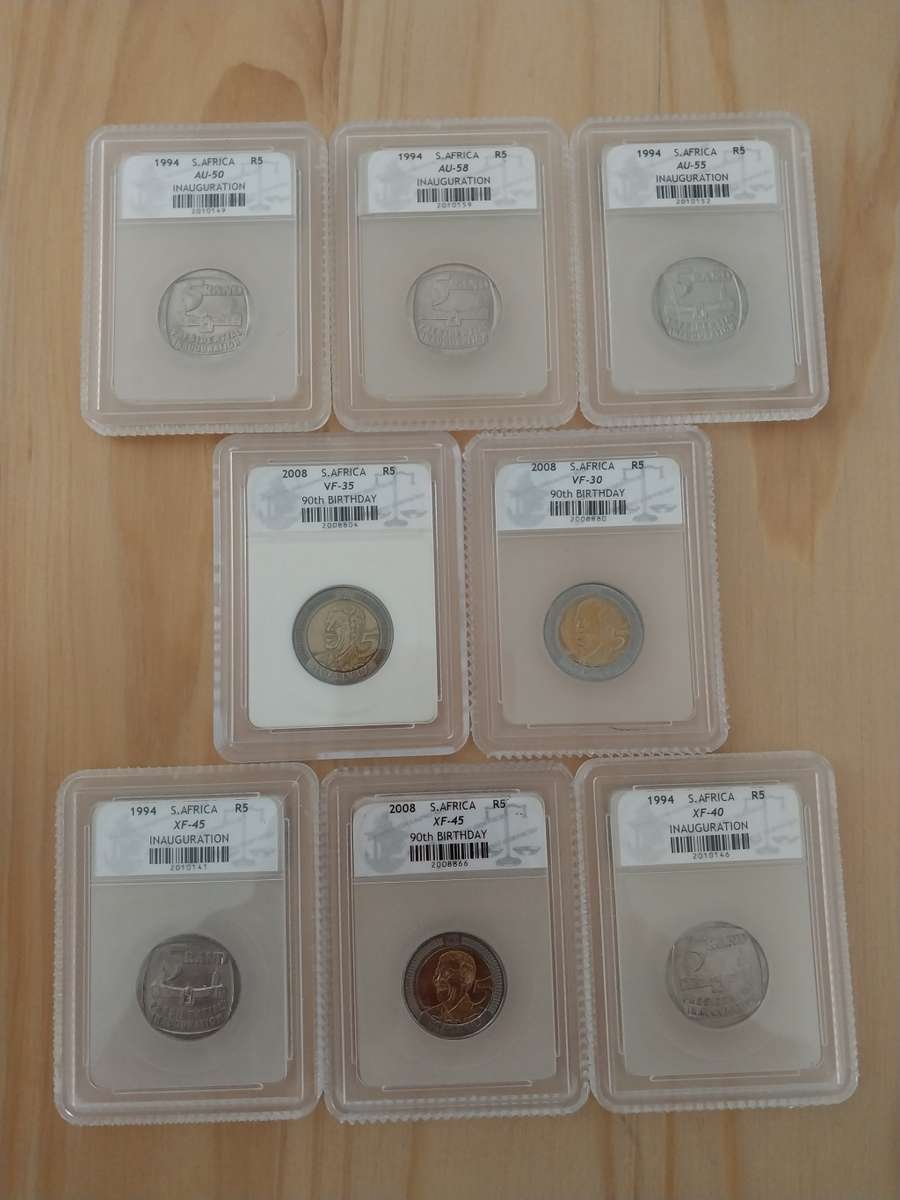 7 x SACGS graded coins - Bid for the lot