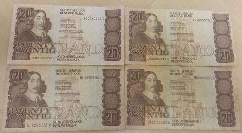 TWENTY RAND BANK NOTES - CL STALS !! (X4) BID PER NOTE (Excellent condition)