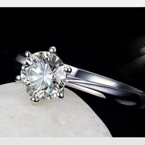 Cubic Zirconia Solitaire Ring 925 Sterling Silver