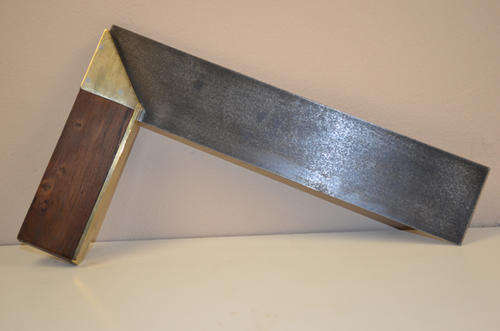 Elliot Lucas wood, brass and metal 90 degree square