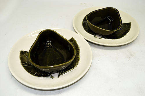Seventies dining  !! - 2 sets of Classic avocado serving dishes. Casa Pupo. Made in Portugal