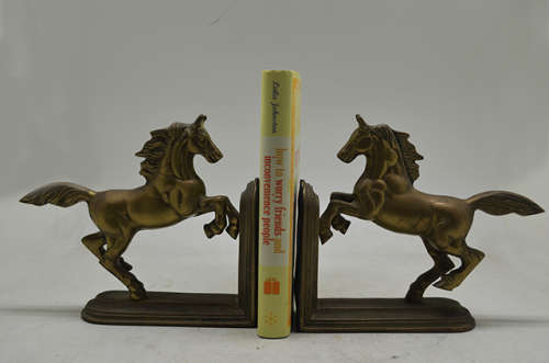 Genuine handmade brass Elweco horse bookends