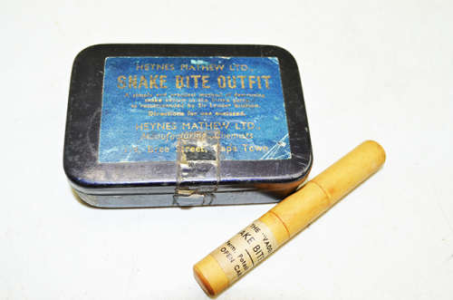 Early 20th century "Vademecum" snake bite lance and Heynes Mathew Ltd Snake Bite Outfit