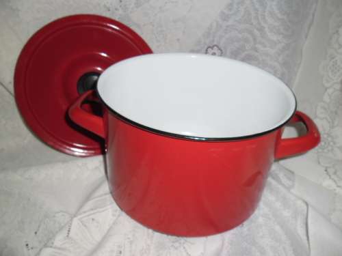 Enamel Finel Arabia Pot . Made in Finland