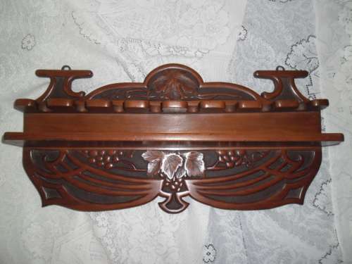 Vintage Wood Pipe Rack Display Stand Holds 8 Tobacco Pipes