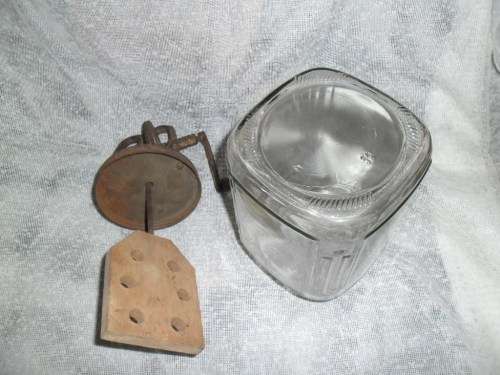 "Dandy" glass and cast metal butter churn