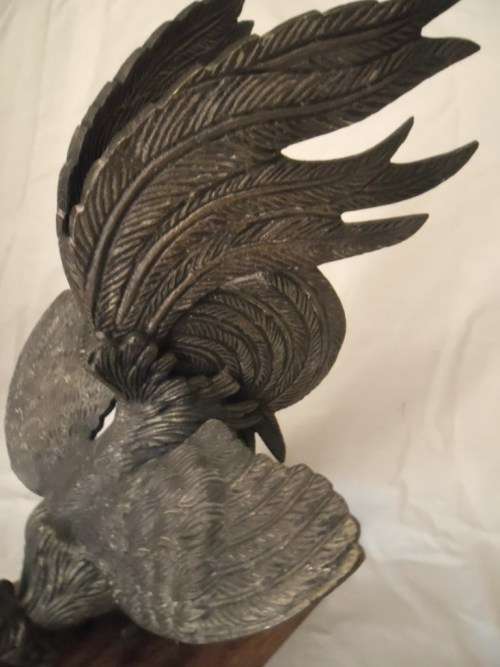 Large vintage Brass pair of table Fighting Cocks. Circa 1950's