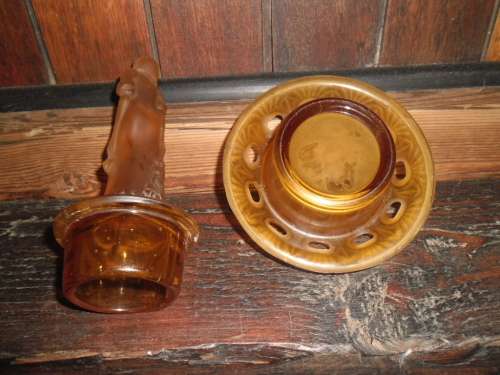 Art Deco female figurine glass flower frog