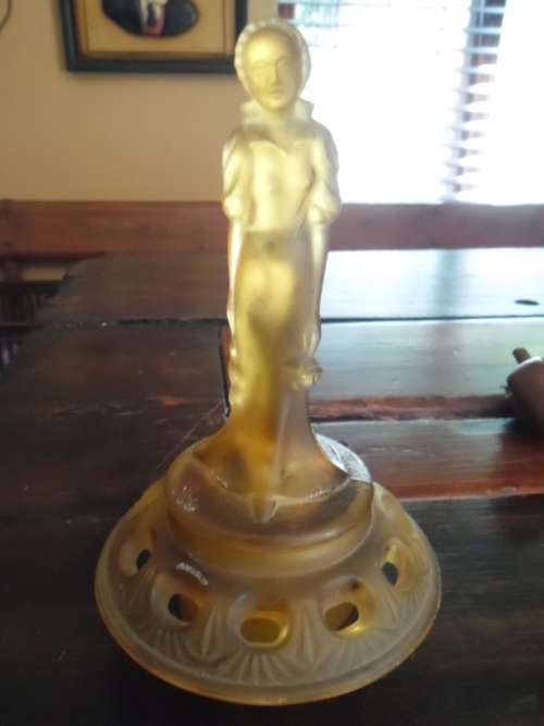 Art Deco female figurine glass flower frog