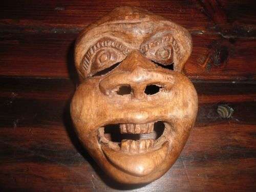 Vintage carved tribal wooden mask. Wonderfully detailed.