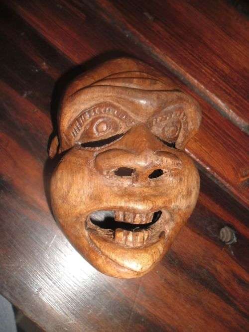 Vintage carved tribal wooden mask. Wonderfully detailed.