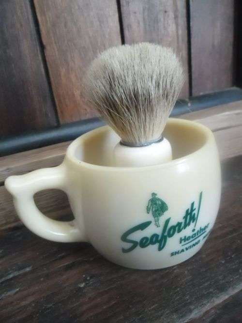 Vintage Seaforth Heather Shaving Mug and Royal Pure Badger Shaving Brush