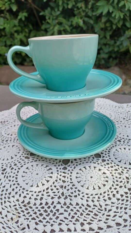 Pair of Le Creuset Cappuccino Cup & Saucer sets