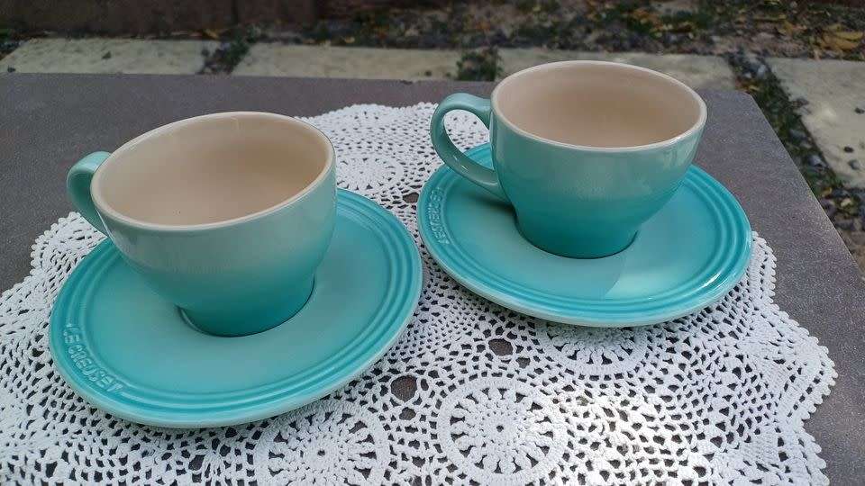 Pair of Le Creuset Cappuccino Cup & Saucer sets