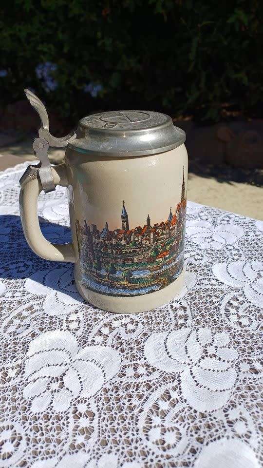 Vintage German Beer Stein with BMW Pewter Lid