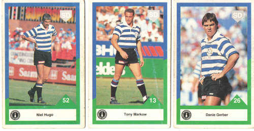 1992 Sports Deck Rugby Cards Niel Hugo + Tony Markow + Danie Gerber Currie Cup