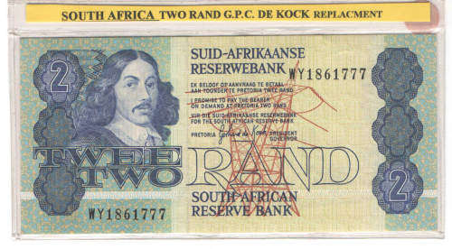 South African R2 Two Rand GPC de Kock Replacement Note WY