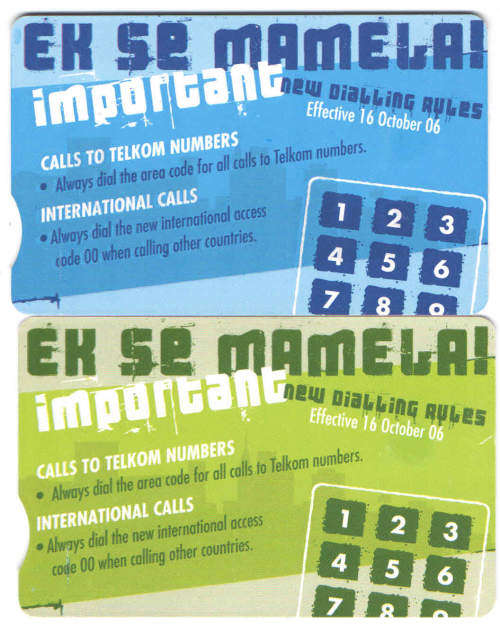 Telkom Phonecard set of 2 Ek se mamela. (TNCT)