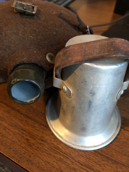 Vintage Portuguese Army Water Canteen Enamel Bottle