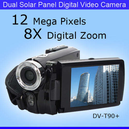 3.0" LCD 12MP Dual Power Solar Panel Digital Camcorder - 8X DIGITAL ZOOM