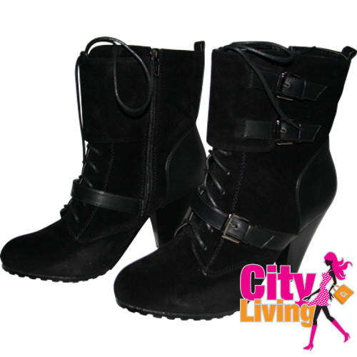 Black Lace Up Ankle Boot