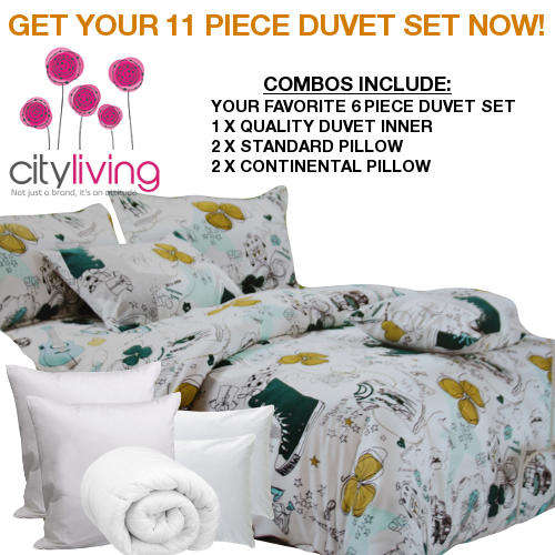 100% Cotton 11 Piece Duvet Set Combo - Double