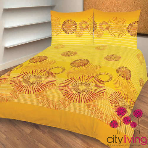 Starlight Yellow Printed 3 Piece Duvet Set - Queen