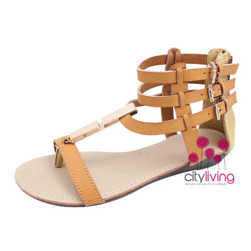 Free Shipping - Model.Me Multiple Ankle Strap Sandal  - Tan Size 4