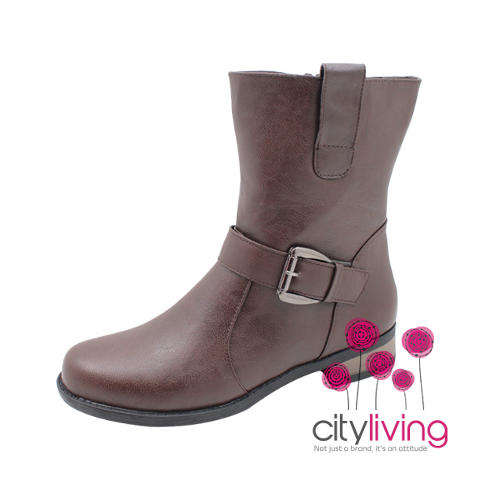 Free Shipping - PU Buckle Short Boot - Size 3 - 8 - Brown