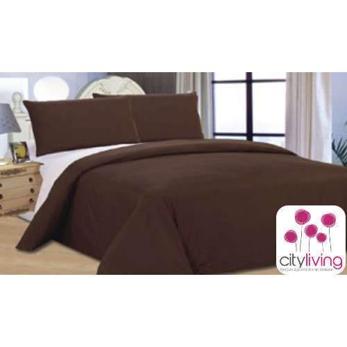 4 Piece Duver Cover Set - Plain Brown - Economical Range - Queen Bed Size