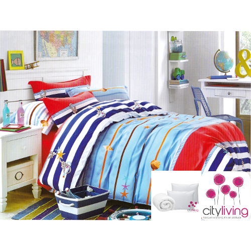 7 Piece Combo Set - Bedding in a Bag - Inners & Duvet Cover - Cotton - Premium Range - Queen Bed