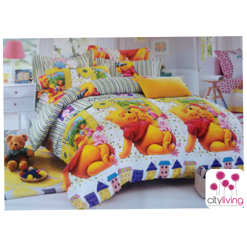 3 PCE Kiddies Duvet Cover Set Winnie The Pooh (No3) 3/4 Size
