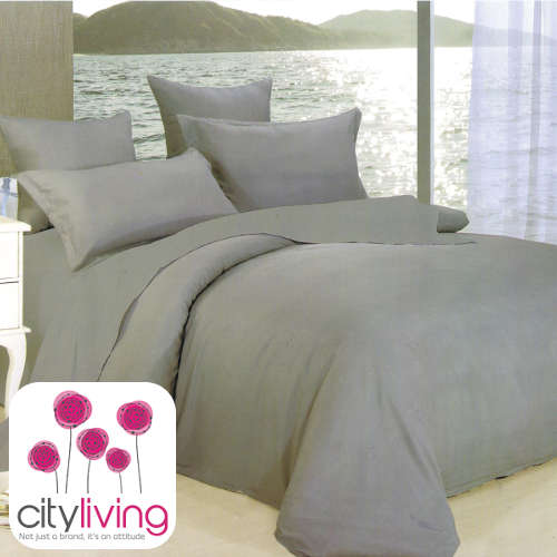 Plain Grey/Black 4 Piece Duvet Sets