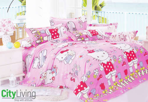3 Piece Kiddies Fitted Sheet Set Hello Kitty (1)