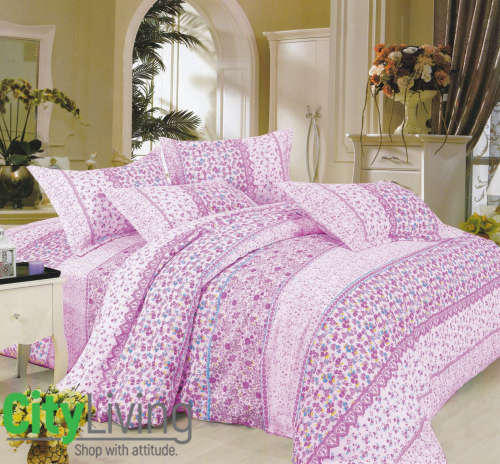 3 Piece Kiddies Fitted Sheet Set Pink Flowers