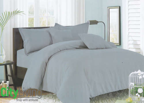 4 Piece Plain 100% Cotton Duvet Cover Sets (Double)