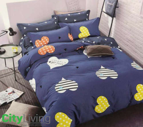 4 Piece Printed Cotton Duvet Cover Set + Inner