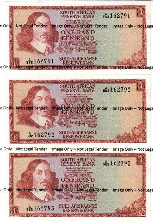 SPRINGBOK R1 TW DE JONGH UNC - 3 IN SERIES