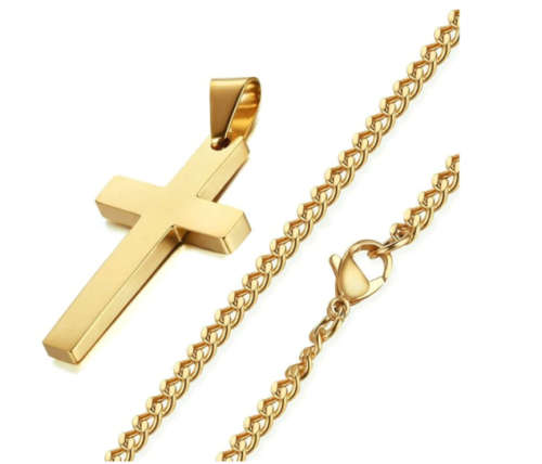 Vintage Cross Pendant Necklace Stainless Steel - Men and Women