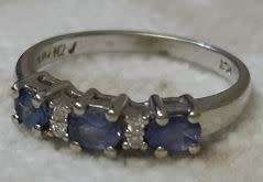 Tanzanite and Diamond 9ct White Gold Ring
