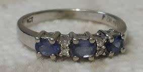Tanzanite and Diamond 9ct White Gold Ring