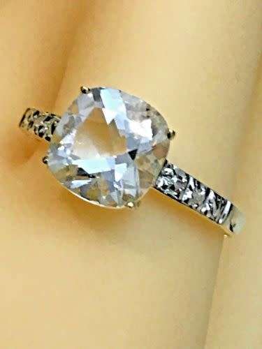 "Reduced"New White Topaz and Diamond Yellow Gold Ring ***Free Shipping***