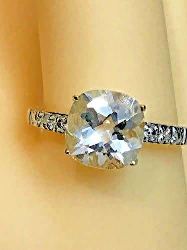"Reduced"New White Topaz and Diamond Yellow Gold Ring ***Free Shipping***