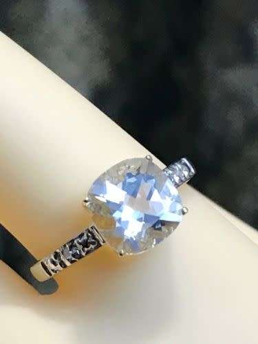 "Reduced"New White Topaz and Diamond Yellow Gold Ring ***Free Shipping***