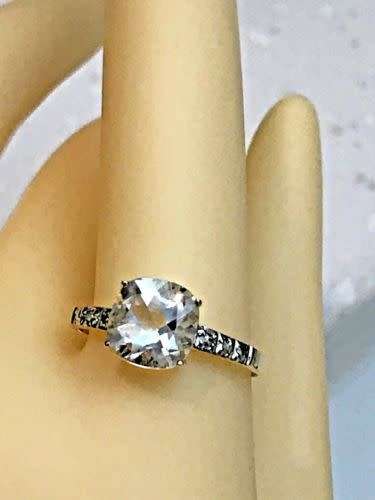 "Reduced"New White Topaz and Diamond Yellow Gold Ring ***Free Shipping***